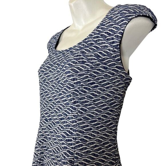RN Studio by Ronni Nicole Womens Navy White Stretch Knit Cap Sleeve Dress sz 6 - Picture 8 of 16